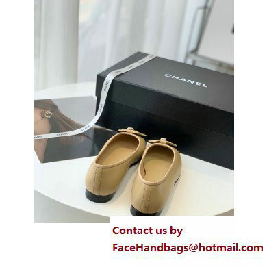 Chanel Lambskin  &  Patent Calfskin Black/APRICOT Ballerinas G39999 2023